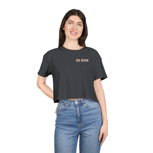 Women's Crop Tee — 'Six Seven 67' Athletic Number Graphic Top